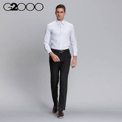 G2000男裝方領(lǐng)純棉男士長袖襯衫商務(wù)正裝休閑百搭襯衣56040507 62淺藍 05 - 京東