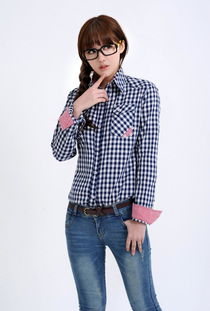 拉莎貝尼 春裝格子襯衫女長袖英倫韓版修身女長袖襯衫新品女襯衣 bb2102