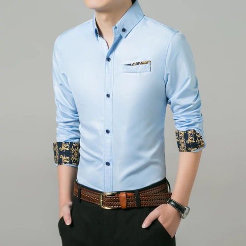 買一送一 春秋男士格子條紋長袖襯衫男修身青少年商務(wù)休閑白襯衣